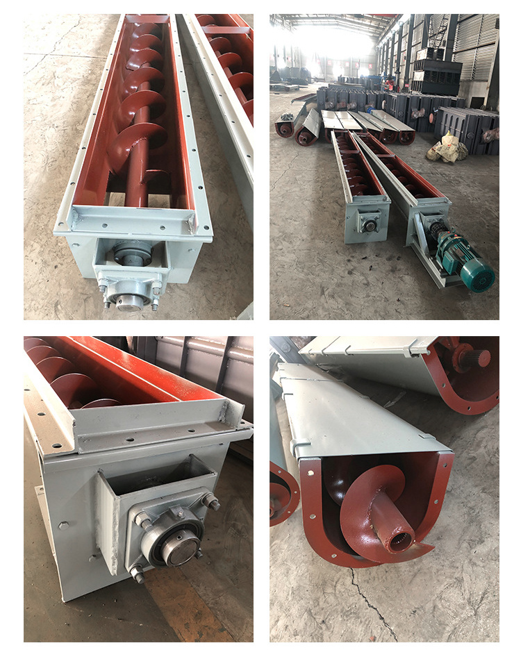 U型螺旋輸送機(jī)細(xì)節(jié)展示，采用不銹鋼材質(zhì)，輸送穩(wěn)定